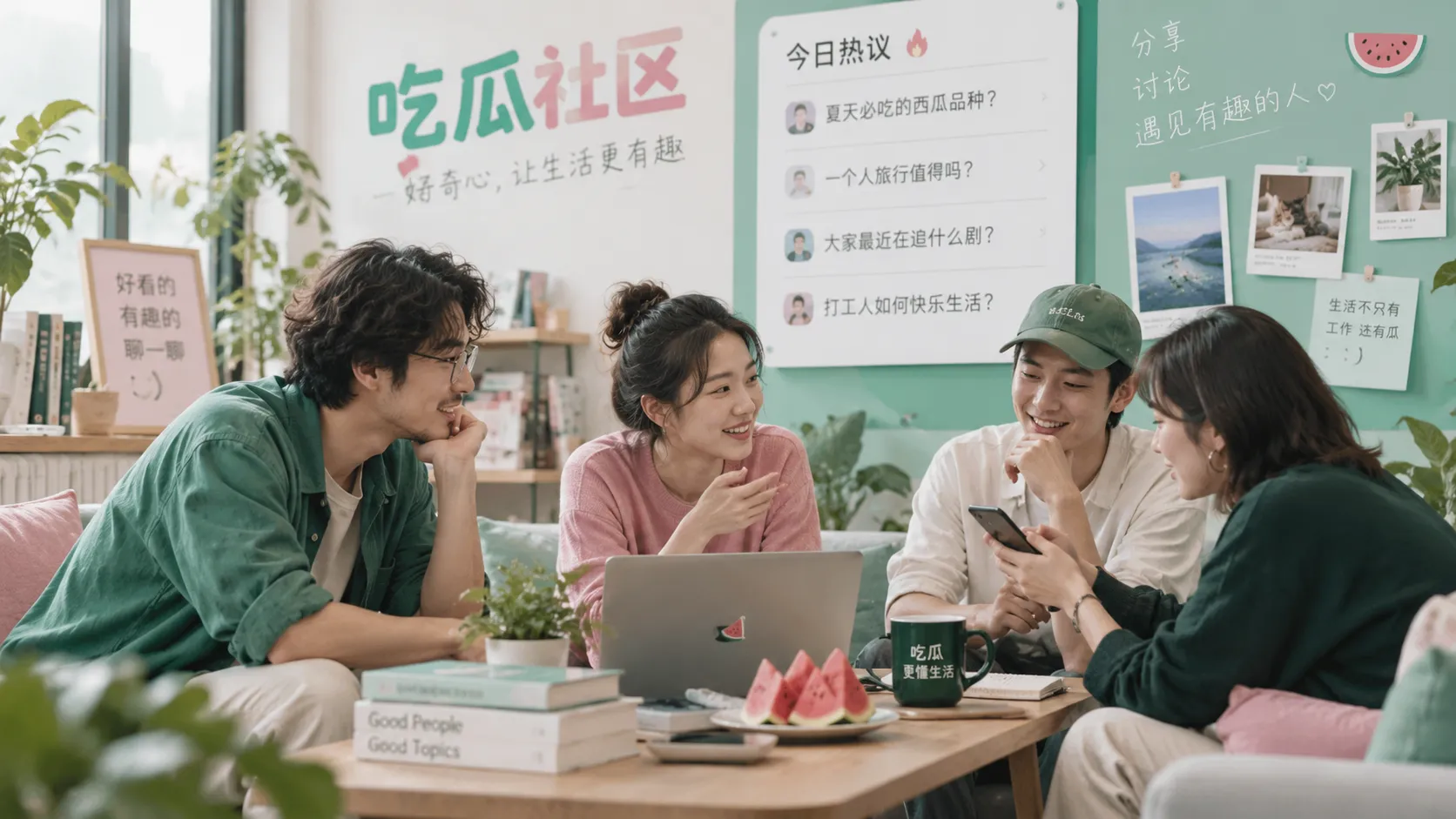 吃瓜社区互动讨论主题视觉
